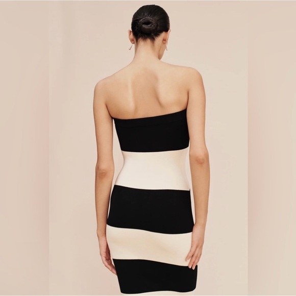 Posse the Label Theo Strapless Dress in Bone/Black Stripe - Picture 8 of 9